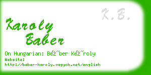 karoly baber business card